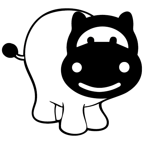 Sticker hippopotame tête noir